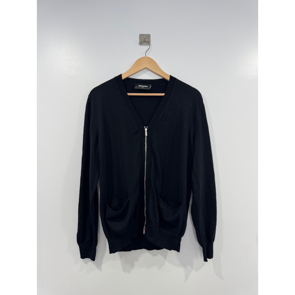 DSQUARED2 Men Black Zip Up Cardigan Sweater Size M